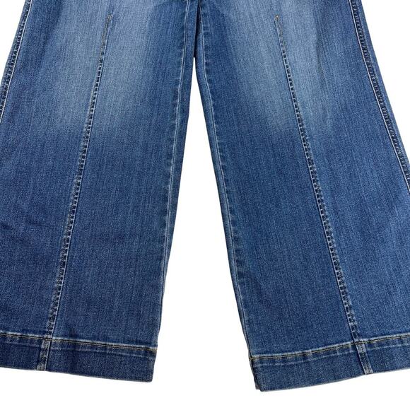 SPANX Seamed Front Wide Leg Pull On Stretch Jeans Vintage Indigo Wash Size S - Picture 4 of 16